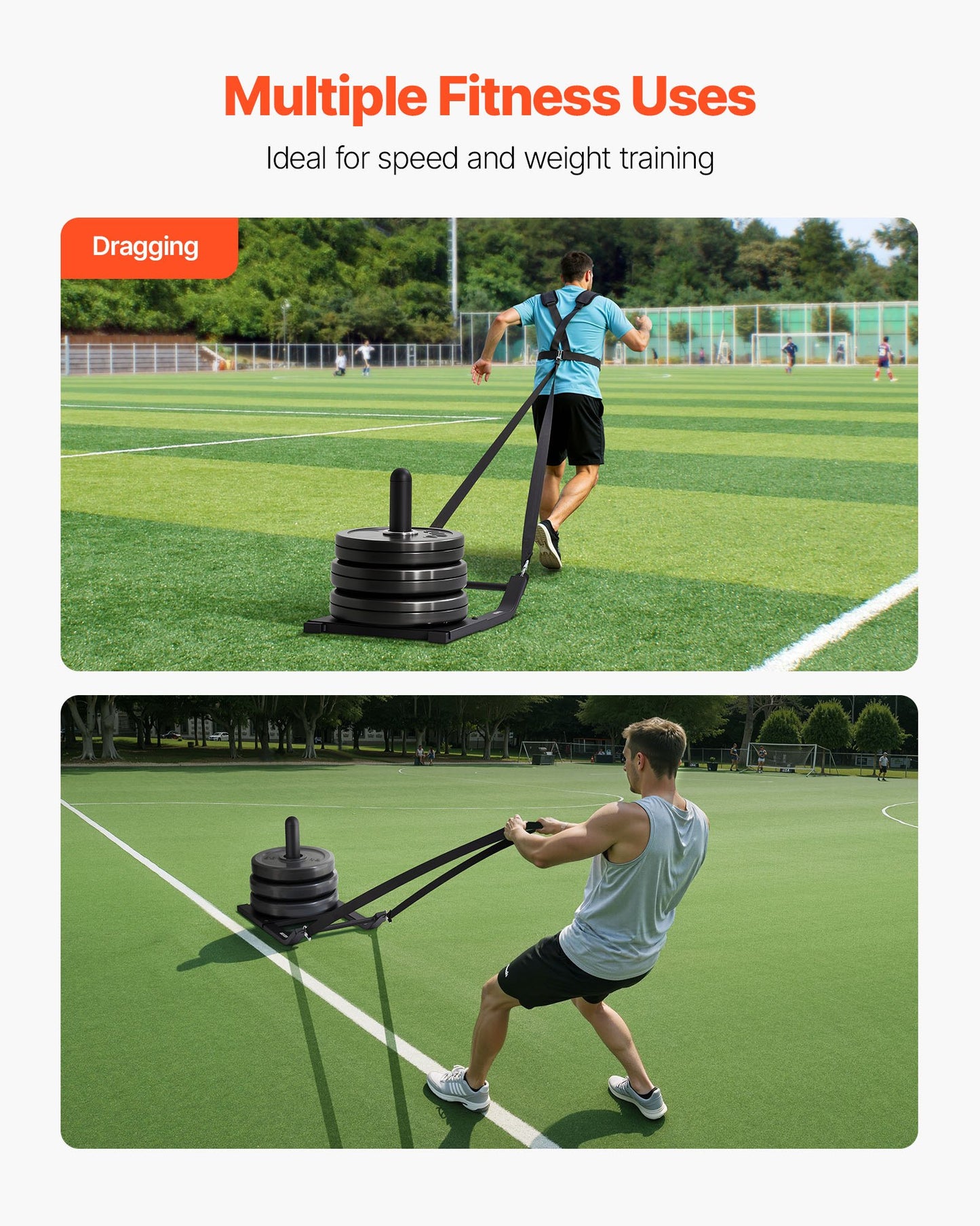 Viktkälke, Stålkraftkälke, Fitnessstyrkekälkar för atletisk träning, hastighetsförbättring, Träningsutrustning med sele, Kompatibel med 25/51 mm viktskivor, Svart