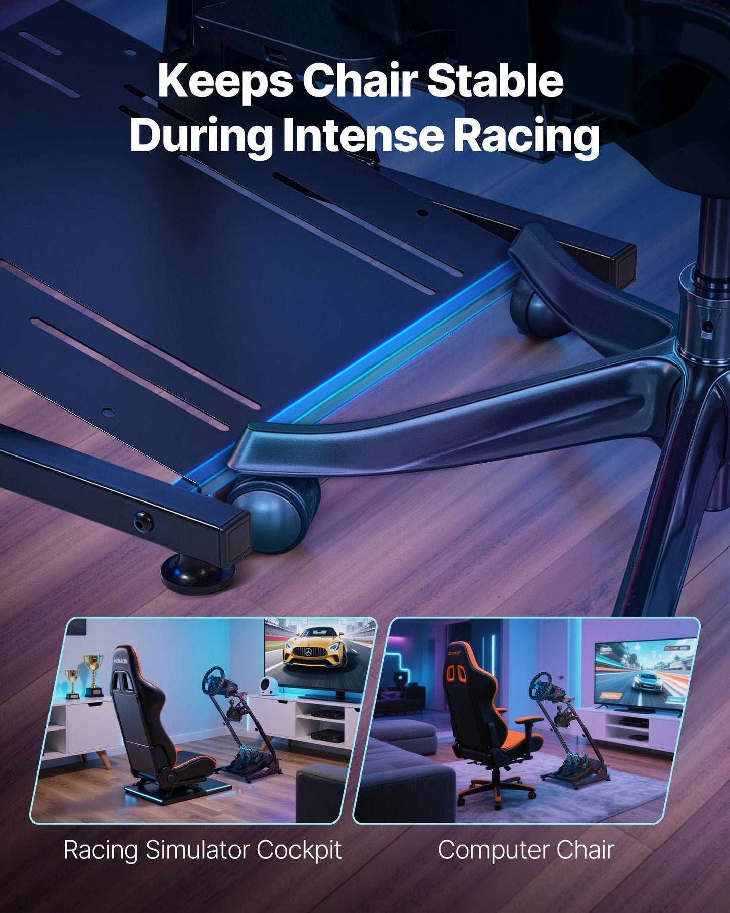 Stativ för racingratt, justerbart och hopfällbart simulatorställ för Logitech G29 G27 G920 G923, Thrustmaster T300RS T300GT T248 TS-PC TSXW Gaming Cockpit, pedalsimulator ingår ej