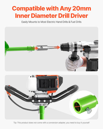 Borrkrona för plantering, 150 x 800 mm spiralborrkrona, kompatibel med borrar med 20 mm innerdiameter, kraftigt verktyg för lökplantering, stolphålsborrningstillbehör för trädgårdsstaket