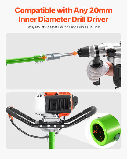 Borrkrona för plantering, 40 x 800 mm spiralborrkrona, kompatibel med borrar med 20 mm innerdiameter, kraftigt verktyg för lökplantering, stolphålsborrtillbehör för trädgårdsgrävare