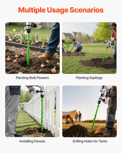 Borrkrona för plantering, 40 x 800 mm spiralborrkrona, kompatibel med borrar med 20 mm innerdiameter, kraftigt verktyg för lökplantering, stolphålsborrtillbehör för trädgårdsgrävare