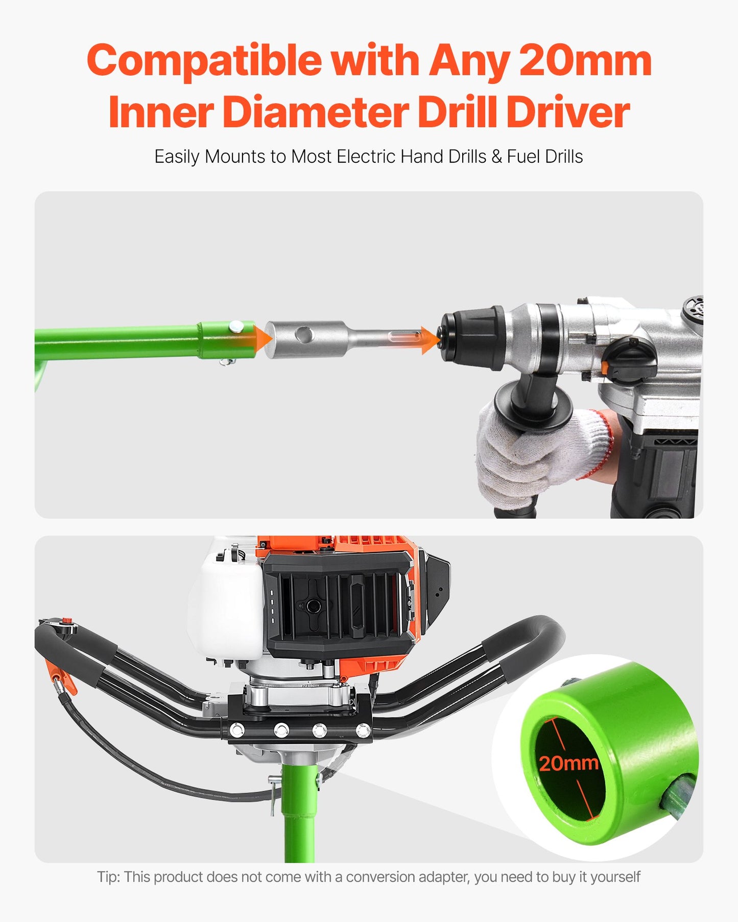 Borr för plantering, 80 x 790 mm spiralborr, kompatibel med borrar med 20 mm innerdiameter, kraftigt verktyg för lökplantering, stolphålsborrtillbehör för trädgårdsgrävare