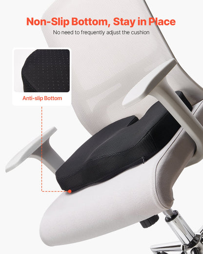 Seat Cushion, Memory Foam Seat Chair Cushion for Pressure Relief, Soft & Breathable Wheelchair Seat Pad with Removable Cover for Travel, Office, Car, Airplane - Lightweight and Portable