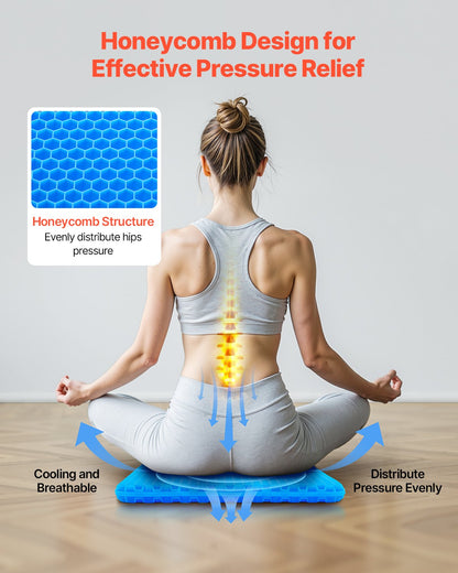 Sittdyna, kylande gel-sittdyna för tryckavlastning, mjuk och andningsbar rullstolssittdyna med avtagbart överdrag, lätt och bärbar för kontor, resor, bil, flygplan