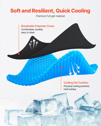 Sittdyna, kylande gel-sittdyna för tryckavlastning, mjuk och andningsbar rullstolssittdyna med avtagbart överdrag, lätt och bärbar för kontor, resor, bil, flygplan