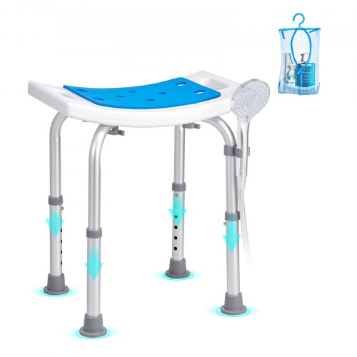 Shower Chair, Adjustable Height Shower Stool, Shower Seat for Inside Shower or Tub, Non-Slip Bench Bathtub Stool Seat for Elderly Disabled Handicap, 158.8 kg Capacity