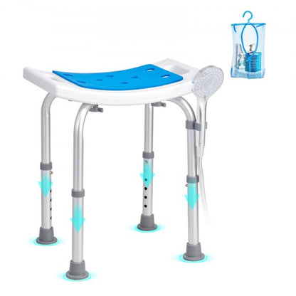 Shower Chair, Adjustable Height Shower Stool, Shower Seat for Inside Shower or Tub, Non-Slip Bench Bathtub Stool Seat for Elderly Disabled Handicap, 158.8 kg Capacity