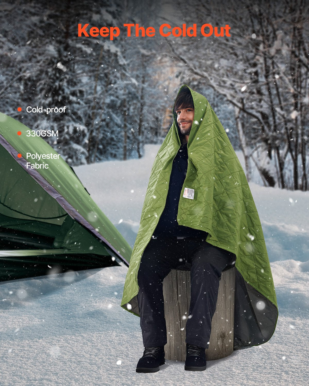 Campingfilt 2,08 m x 1,4 m (82" x 55") Varm stadionfilt 330 gsm Utomhus Resor