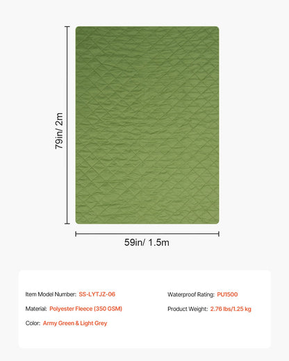 Campingfilt 2,08 m x 1,4 m (82" x 55") Varm stadionfilt 330 gsm Utomhus Resor