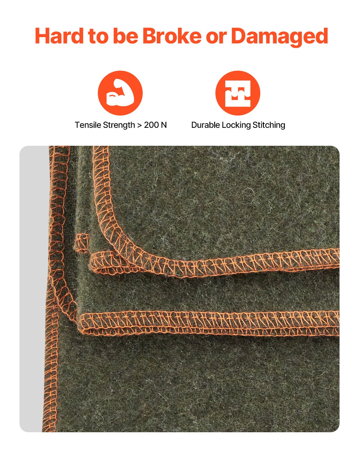 Ullfilt 1,62x2,23m / 64" x 88" Varm för camping, vandring, resor, armégrön