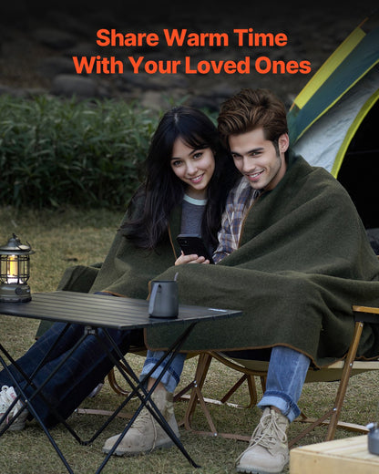 Ullfilt 1,62x2,23m / 64" x 88" Varm för camping, vandring, resor, armégrön