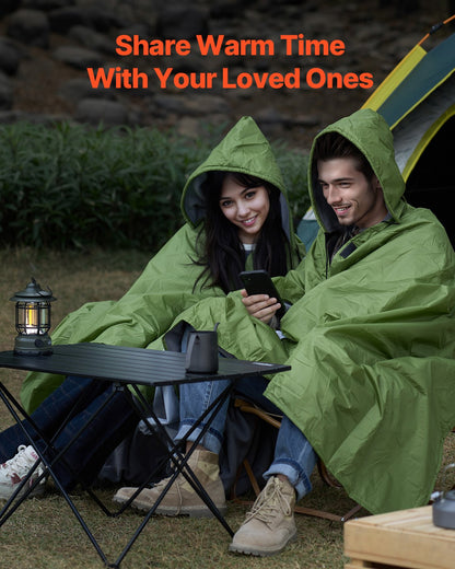 Camping Blanket 2x1,5m (79" x 59") Wearable Warm Stadium Blanket Outdoor Light Green