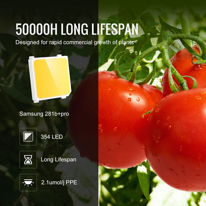 LED-växtlampa, 150W fullspektrum dimbar, högavkastande Samsung 2B1B diodväxtlampa för inomhusväxter, plantor, grönsaker och blommor, växthusodling, kedjedrivare för 3 x 3 fot odlingstält