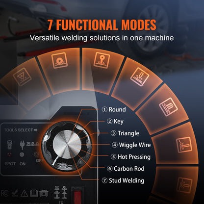 Stud Welder Dent Repair Kit, 1.8KW Spot Welder Dent Puller with Auto/Manual Welding & 7 Versatile Modes, Auto Body Spot Welding Dent Puller Machine for Car, Truck Dent Repair
