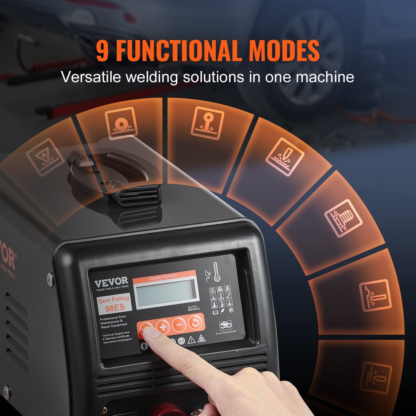 Punktsvetsnings- och bucklucka, 3KW punktsvetsnings- och bucklucka med automatisk/manuell svetsning och 9 mångsidiga lägen, punktsvetsnings- och bucklucka för bil- och lastbilsreparation