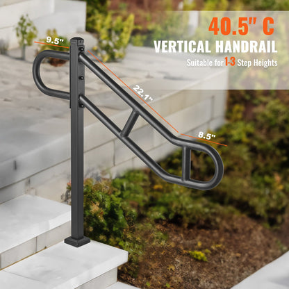 Single Post Handrail for Outdoor 1-3 Step 102.9 cm Stair Handrail Floor Mount