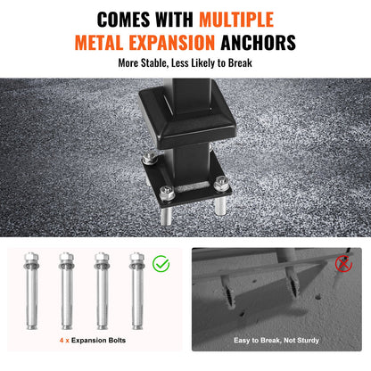 Single Post Handrail for Outdoor 1-3 Step 102.9 cm Stair Handrail Floor Mount