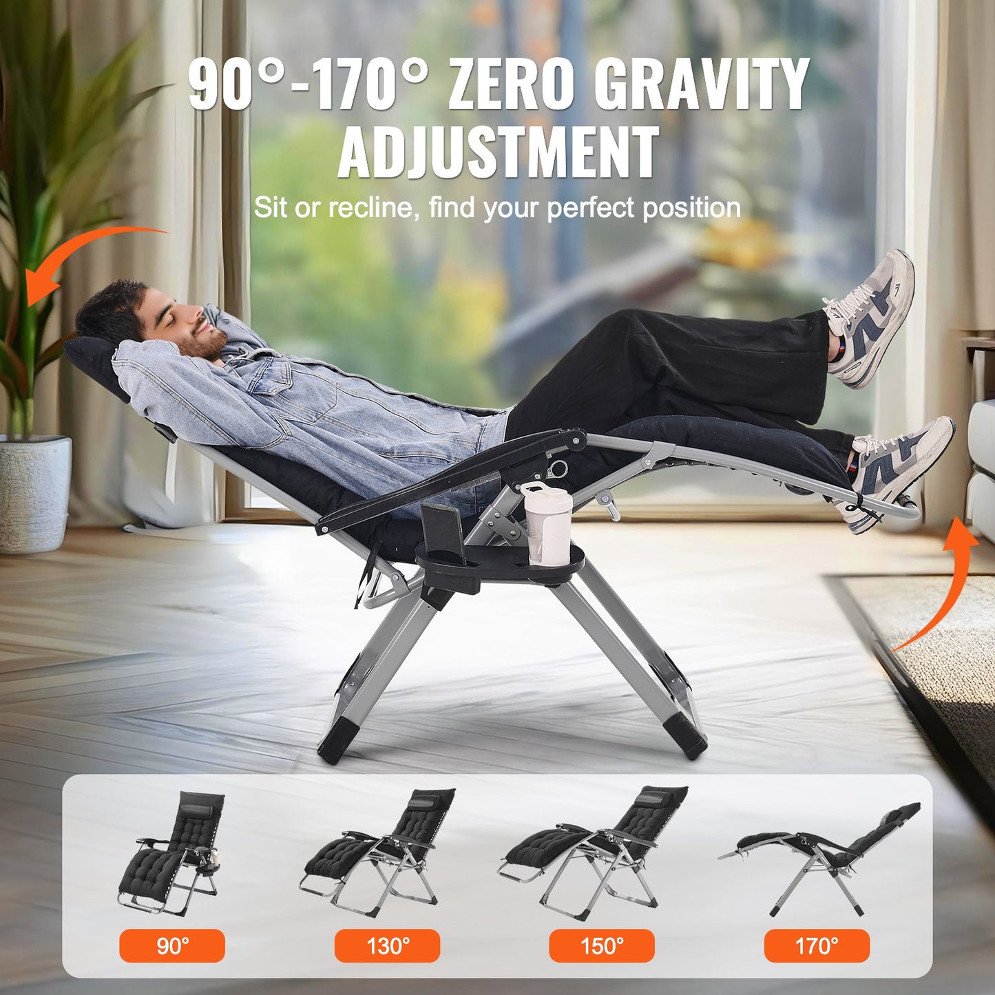 Zero Gravity Chair 66 cm Zero Gravity Recliner Lounge Chair Indoor & Outdoor