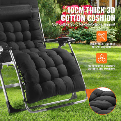 Zero Gravity Chair, 33 inch Zero Gravity Recliner Lounge Chair for Indoor and Outdoor, Adjustable Anti Gravity Chair with Cushion, Headrest, Footrest, and Cupholder, 500 lbs, Black
