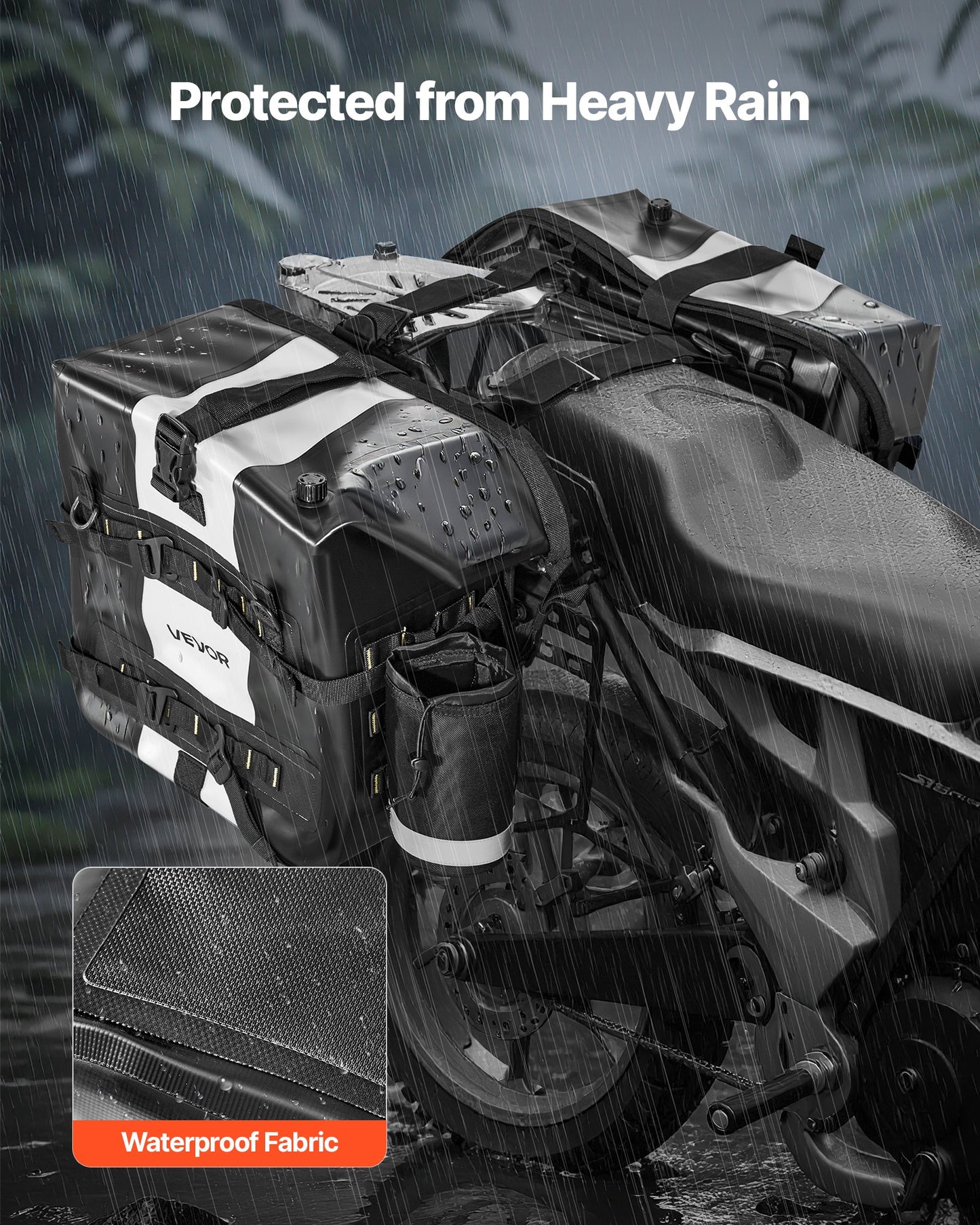 Motorcykelsadelväska, 56 L (28 L x 2) Stor sidosadelväska Kompatibel med de flesta motorcyklar, Vattentätt tyg Utomhussporter Motorcykelbagageförvaring med avtagbar innerväska, Svart