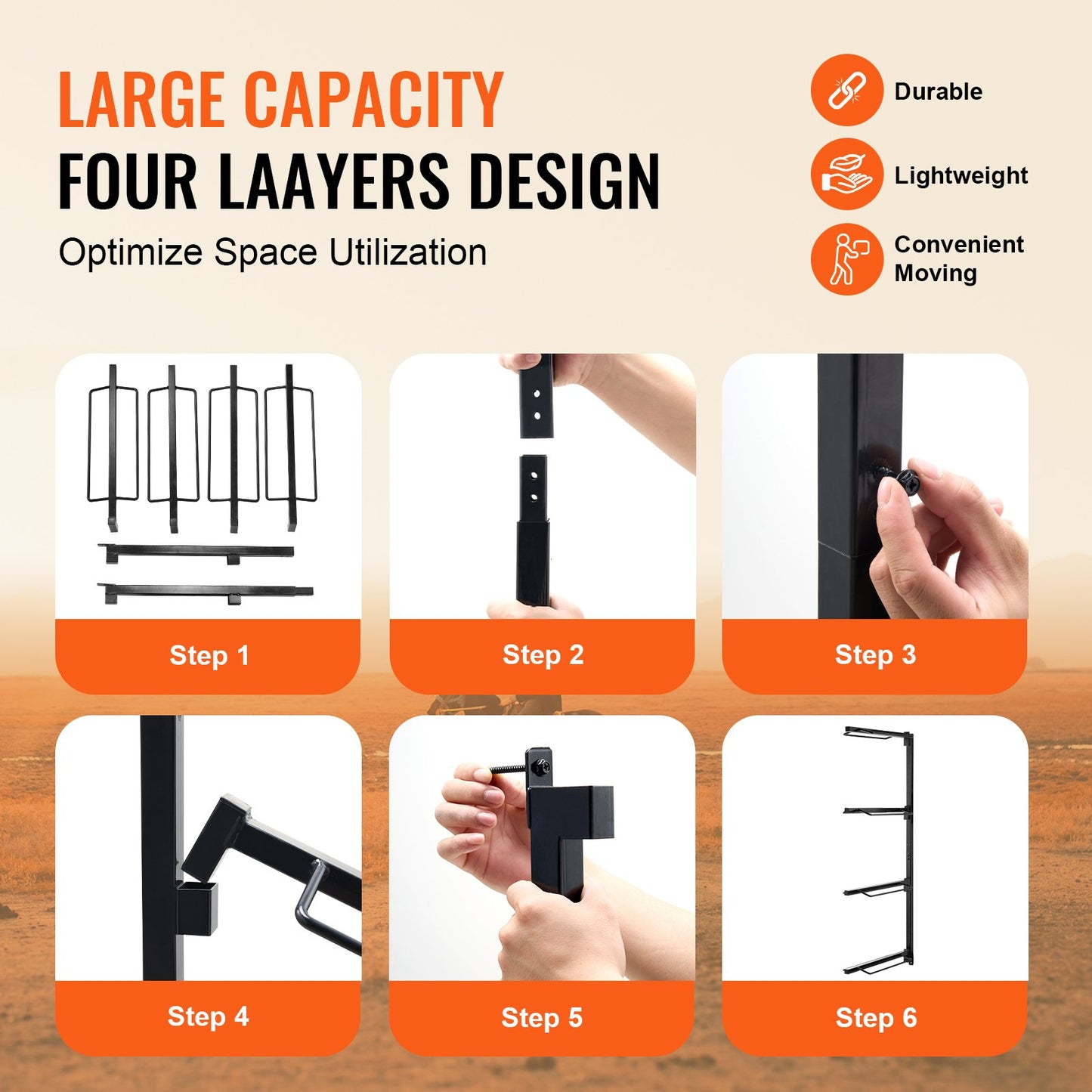 Väggmonterat sadelställ, 61 x 18 x 132 cm, fyra våningar för sadelförvaring, robust sadelställ för western och engelsk ridning, filthållare för hästsadelrum