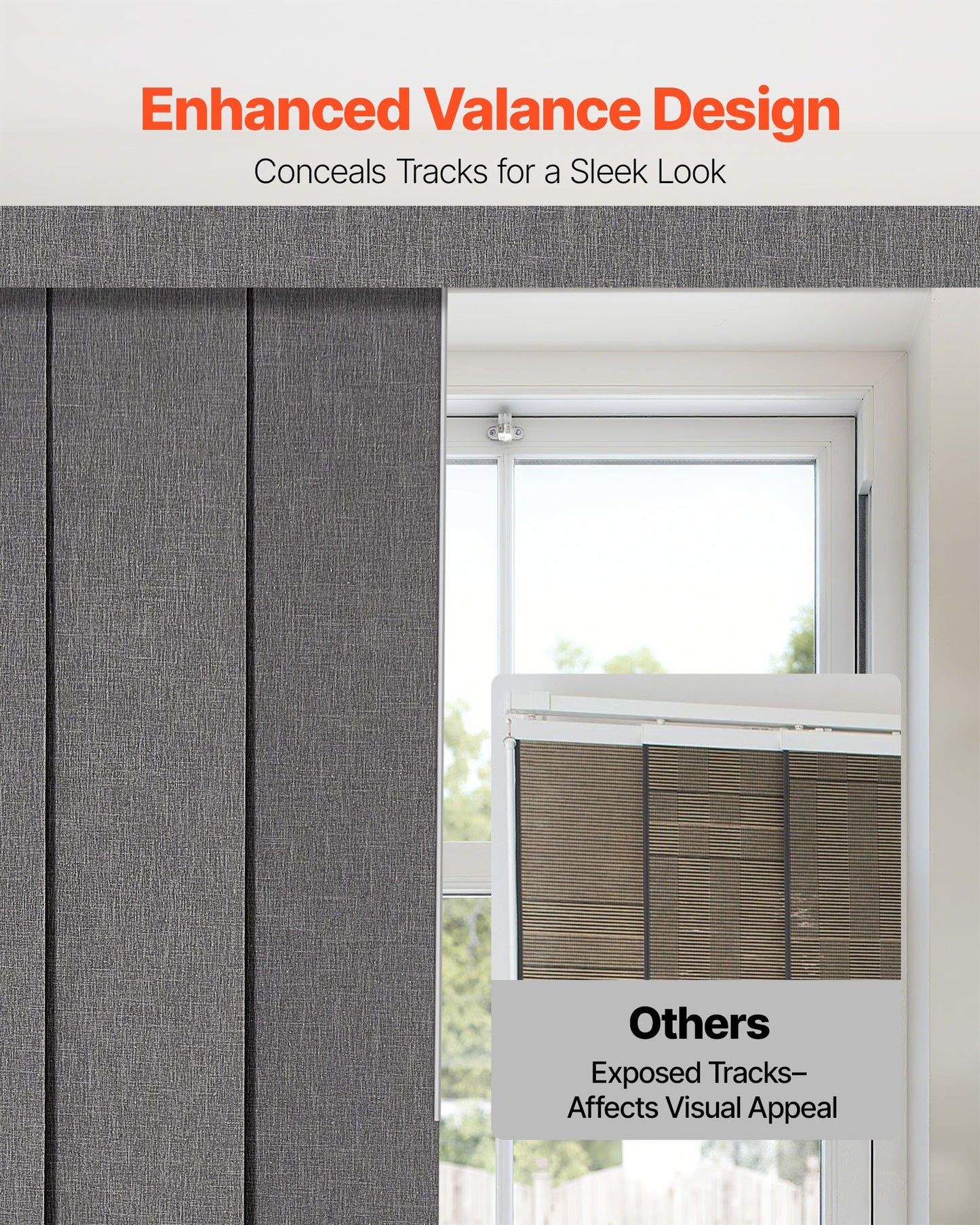 Panel Track Blinds, Extendable Track from 116 cm to 218 cm W, Trimmable Panel Curtains Up to 243cm H, Vertical Blackout Panel Blinds for Sliding Doors, Patio Doors, Room Divider, Dark Gray