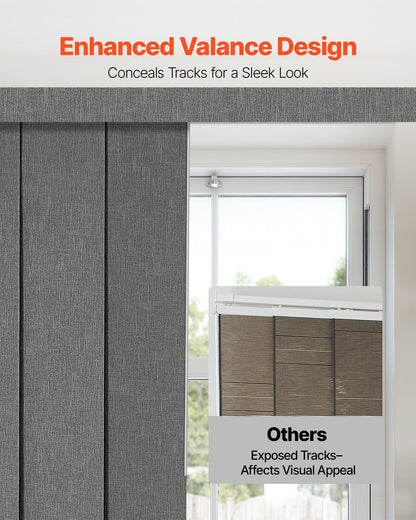 Panel Track Blinds, Extendable Track from 116 cm to 218 cm W, Trimmable Panel Curtains Up to 243cm H, Vertical Blackout Panel Blinds for Sliding Doors, Patio Doors, Room Divider, Dark Gray