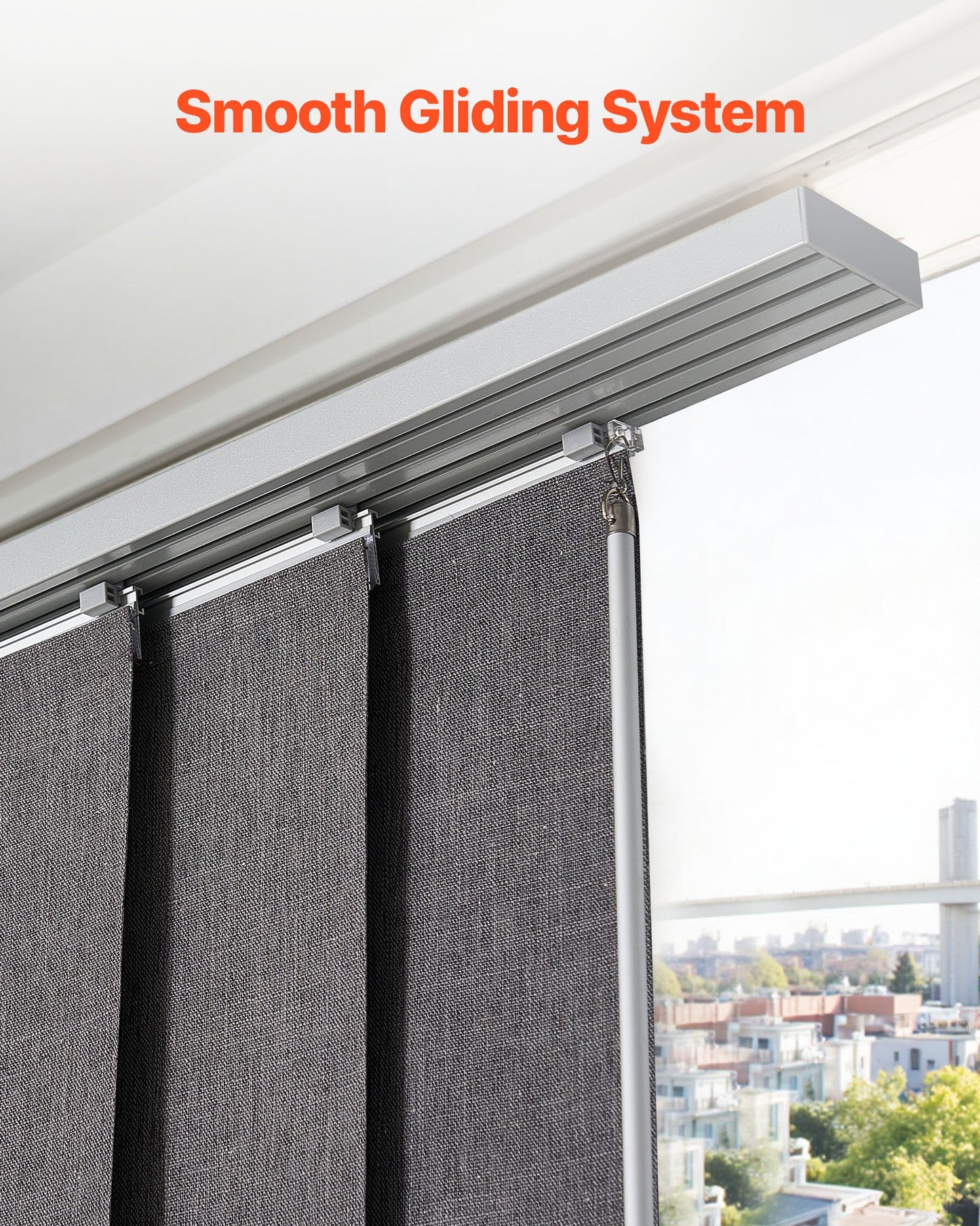 Panel Track Blinds, Extendable Track from 116 cm to 218 cm W, Trimmable Panel Curtains Up to 243cm H, Vertical Blackout Panel Blinds for Sliding Doors, Patio Doors, Room Divider, Dark Gray