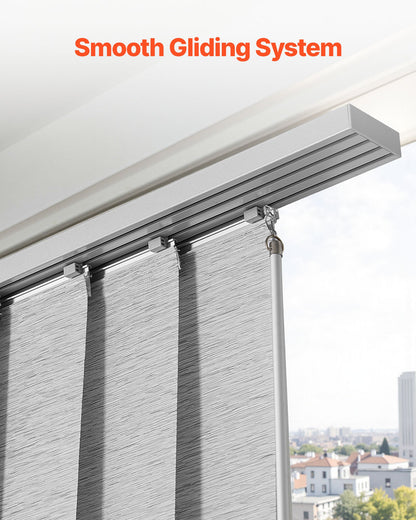 Panel Track Blinds, Extendable Track from 116 cm to 218 cm W, Trimmable Panel Curtains Up to 243cm H, Adjustable Vertical Panel Blinds for Sliding Doors, Patio Doors, Room Divider, Window, Gray