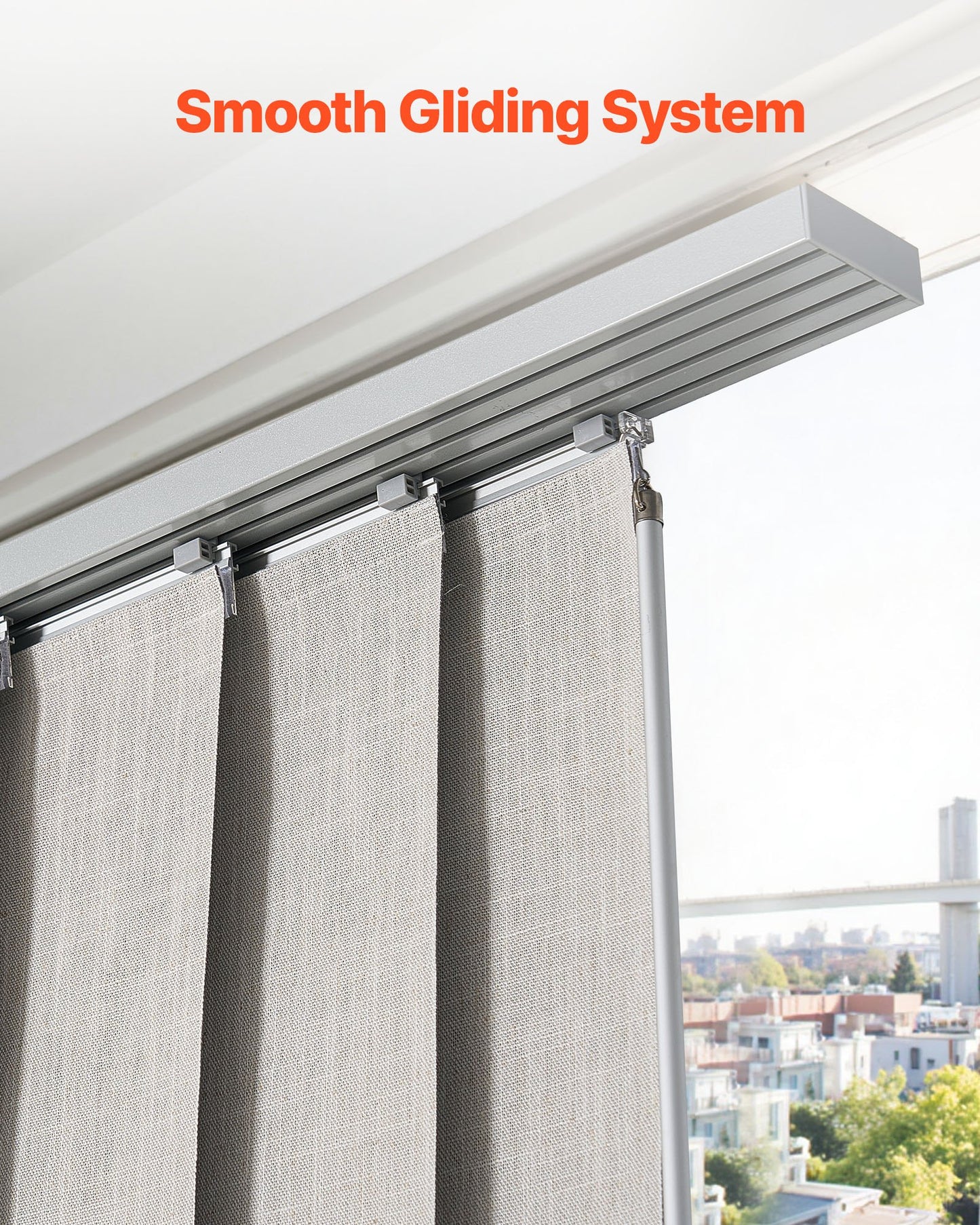 Panel Track Blinds, Extendable Track from 116 cm to 218 cm W, Trimmable Panel Curtains Up to 243cm H, Vertical Blackout Panel Blinds for Sliding Doors, Patio Doors, Room Divider, Light Gray