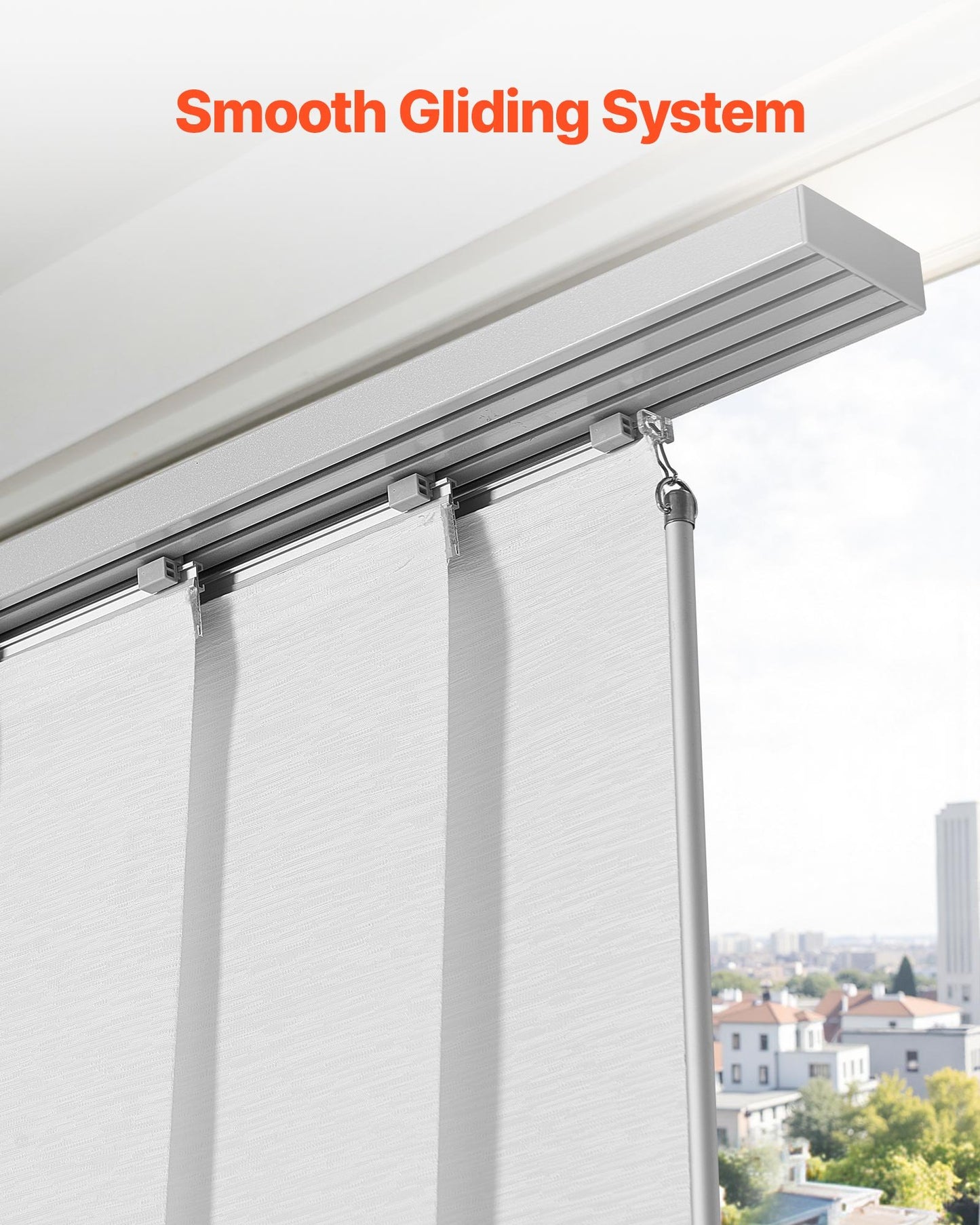 Panelgardiner, utdragbara skenor från 116 cm till 218 cm B, trimbara panelgardiner upp till 243 cm H, justerbara vertikala panelgardiner för skjutdörrar, altandörrar, rumsavdelare, fönster, vit