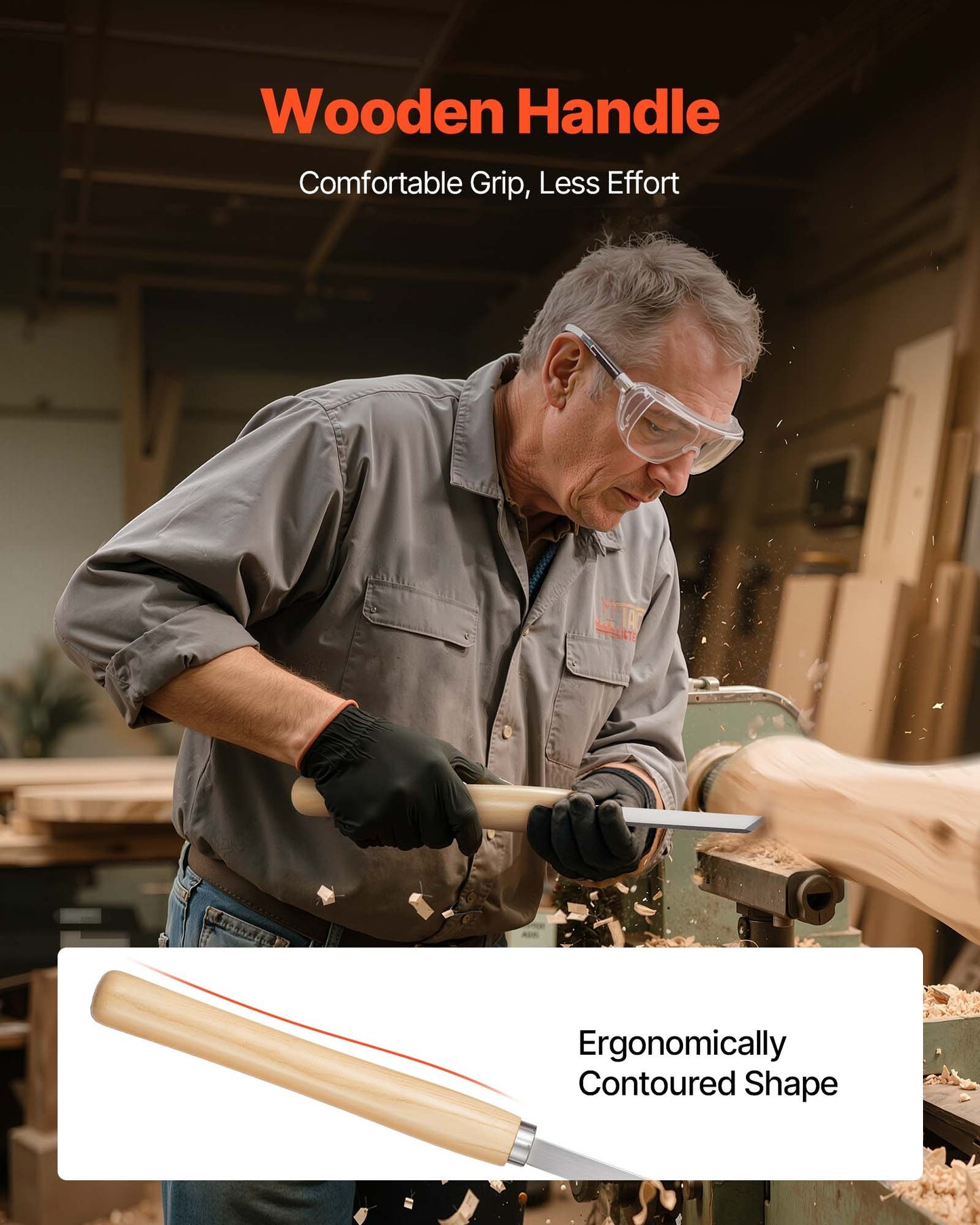 Träsvarvverktygssats, 8 delar, svarvmejselsats med kolstålsblad, 2 sneda delar, 1 spets, 1 avstickning, 1 rund nos, 3 mejslar, 1 oxfordväska, för nybörjare, hobbyister, proffs