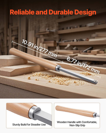 Wood Lathe Turning Tool Set, 6PCS, Lathe Roughing, Finishing, Detailing Hollow Tool with Wooden Handle, Diamond Round Square Carbide Inserts, Wooden Box, for Beginners, Hobbyists, Professionals