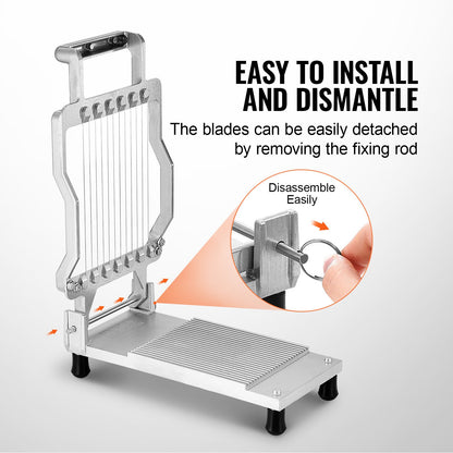 Cheese Cutter with Wire, 0.39" & 0.78" Cheeser Butter Cutting Blade, Detachable Cheese Slicer Wire, Aluminum Alloy Commercial Cheese Slicer with 316 Stainless Steel Knife Wire, Kitchen Cooking