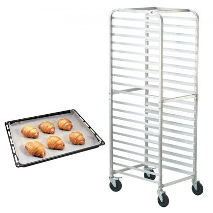 Bun Pan Rack, 20-Tier Commercial Bakery Racks with Brake Wheels, Aluminum Racking Trolley Storage for Half & Full Sheet, Speed Rack For Kitchen Home, Bread Baking Equipment, 66 x 51.8 x 177.8 cm