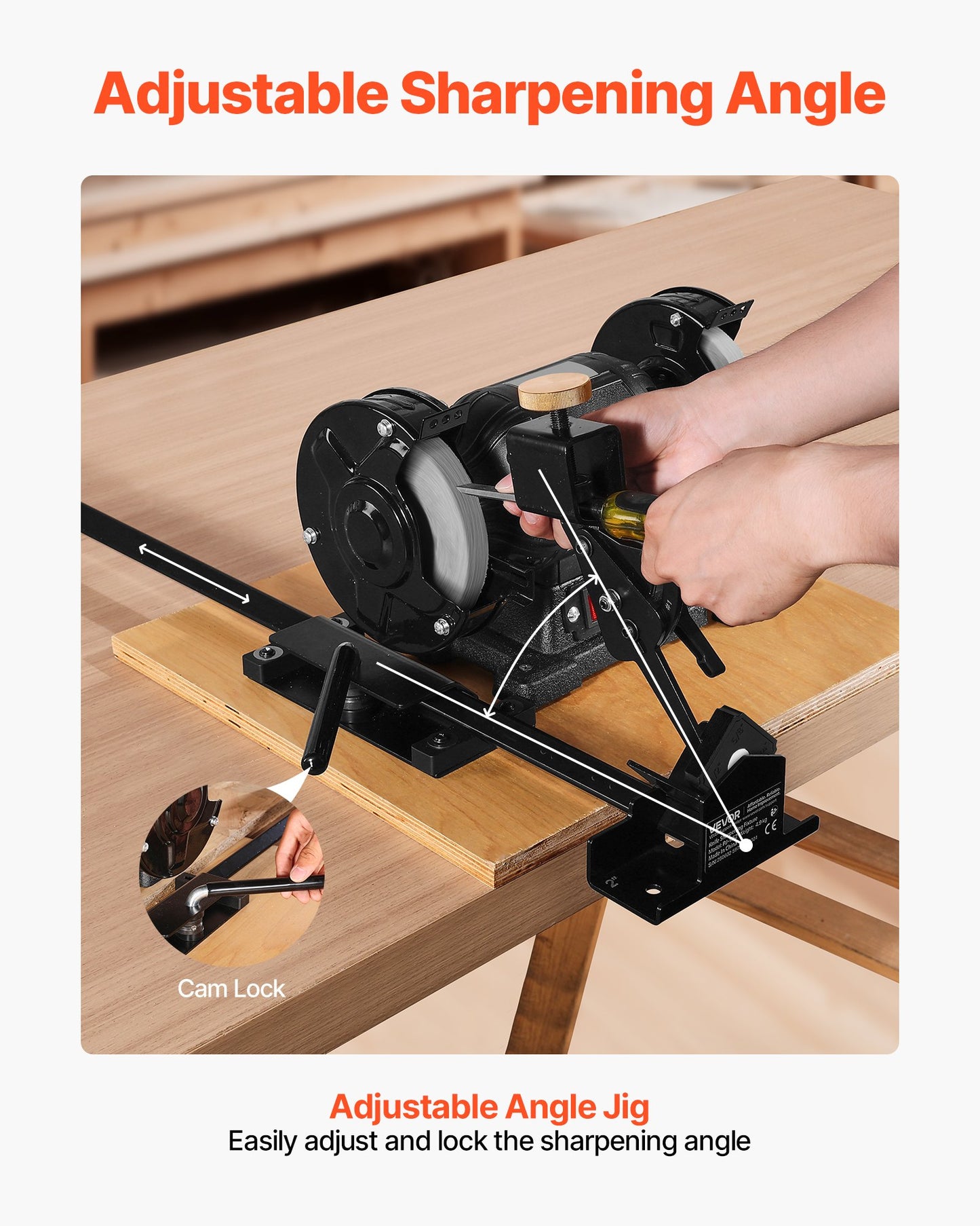 Pro Grind-slipningssystem, Multi-Grind-slipjigg för 152 mm och 203 mm bänkslipmaskin - med plattformsjigg, verktygsstöd, monteringsblock, geringsskena, mikrofasblock, för träsvarvningsverktyg