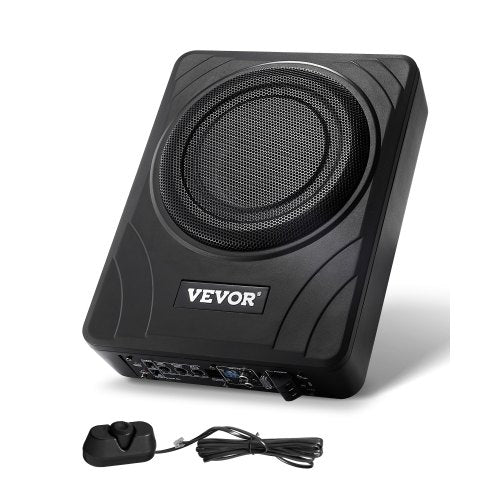 8" 300W Underseat Car Subwoofer, Slim Powered Car Subwoofers Under the Seat, Low Profile Audio Sub Built-in Amplifier, High/Low Level Input & Volume Controller for SUVs, Car, Truck, RV