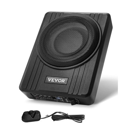 10" 300W Underseat Car Subwoofer, Slim Powered Car Subwoofers Under the Seat, Low Profile Audio Sub Built-in Amplifier, High/Low Level Input & Volume Controller for SUVs, Car, Truck, RV