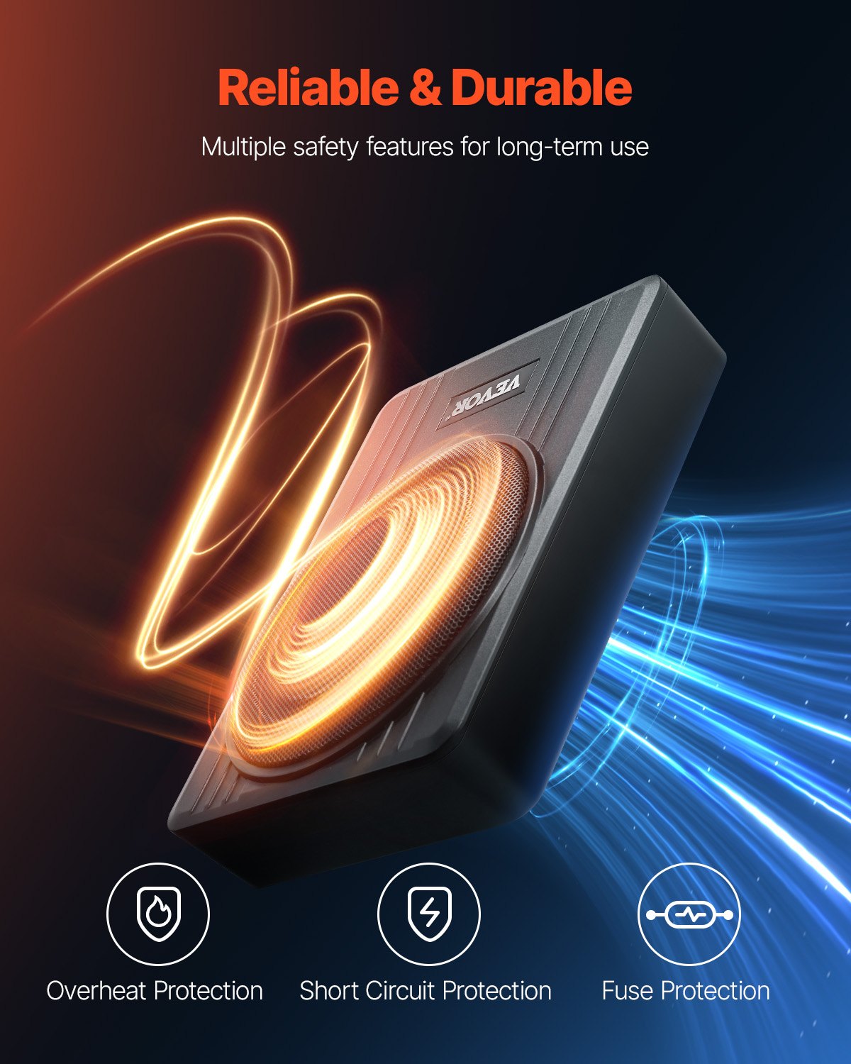 10" 300W subwoofer för undersätet, smala, drivna subwoofers för bil under sätet, inbyggd lågprofilsubwooferförstärkare, hög-/lågnivåingång och volymkontroll för stadsjeepar, bil, lastbil, husbil