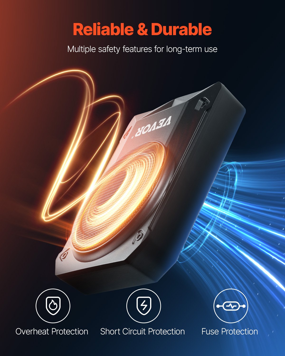 8" 800W Underseat Car Subwoofer, Slim Powered Car Subwoofers Under the Seat, Low Profile Audio Sub Built-in Amplifier, High/Low Level Input & Volume Controller for SUVs, Car, Truck, RV