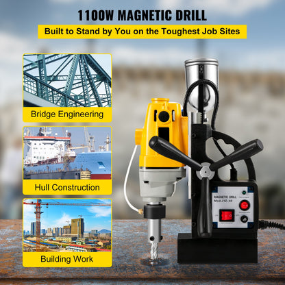 MD40 38,1 mm elektrisk magnetborrpress Borrmaskin med 11 delar HSS-skärsats Precisionsringformad skärsats Kompakt omkopplingsbar Evolution 1100W magnetkraft