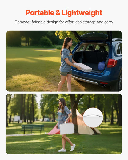 Hopfällbart campingbord, justerbara bärbara sidobord, strandbord i aluminium och MDF med nätlager, bärhandtag, lätt och kompakt för utomhuspicknick och grillmatlagning, 61x40 cm, silver