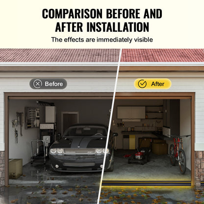 Tätningslist för garageportströskel, 12 fot universal tätningslist för garageportsgolv med självhäftande material, väderbeständig list för garageportsbotten, uppgraderad tjock PVC-tätningslist för hemmafixering, svart