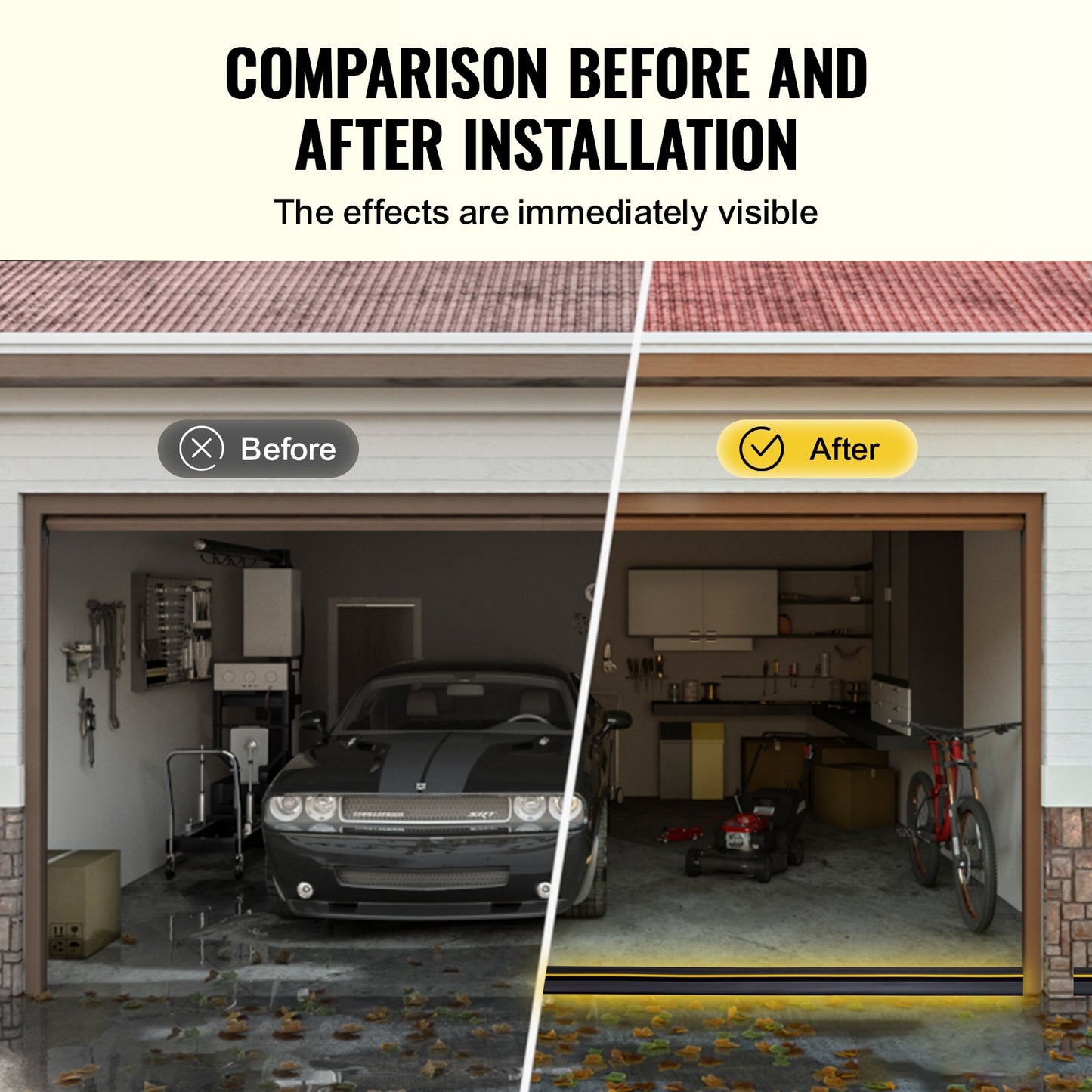 Tätningslist för garageportströskel, 6 meter universell tätningslist för garageportsgolv med självhäftande material, väderbeständig list för garageportsbotten, uppgraderad tjock PVC-tätningslist för hemmafixering, svart