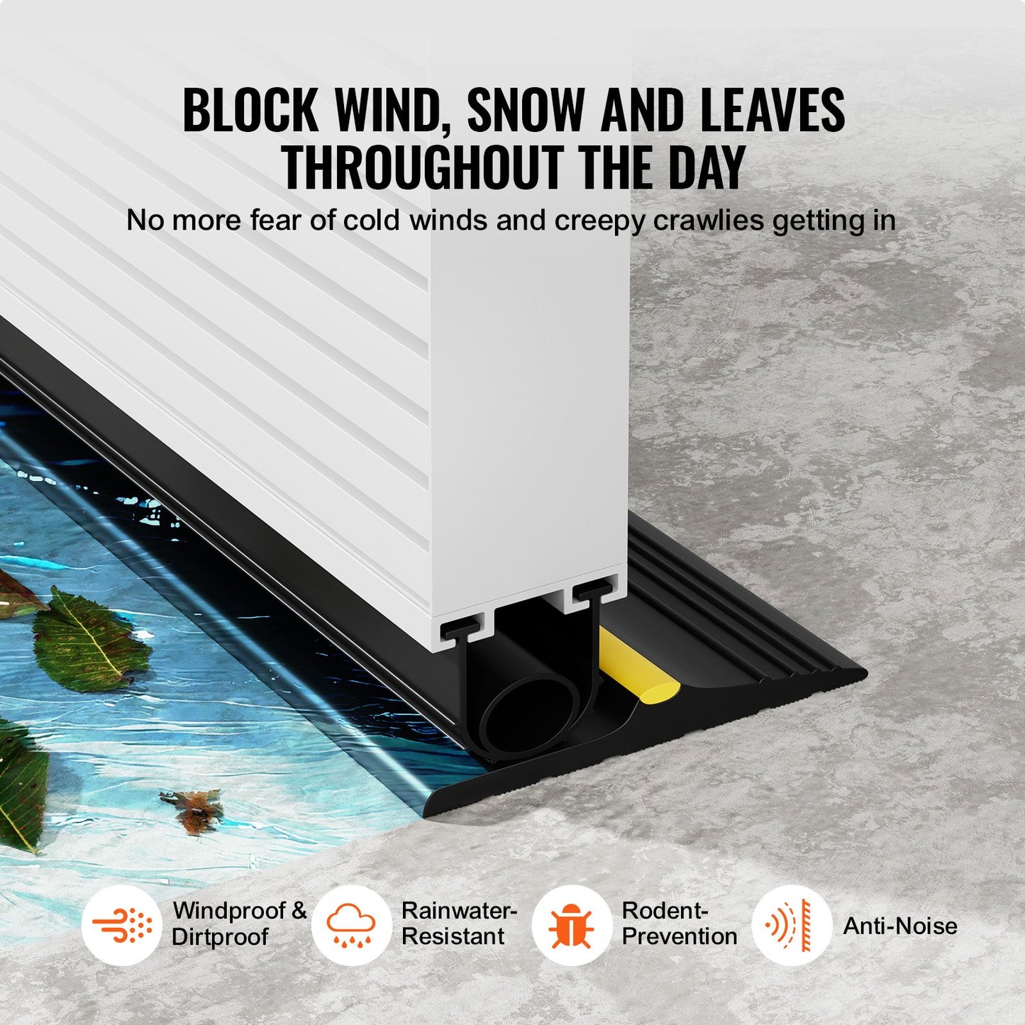 Tätningssats för garageportströskel och botten, 10 fot U-form + O-ring universell garageportstätningslist för botten i PVC, kombinerad med väderbeständig tätningslist för garagetröskel med självhäftande material, svart