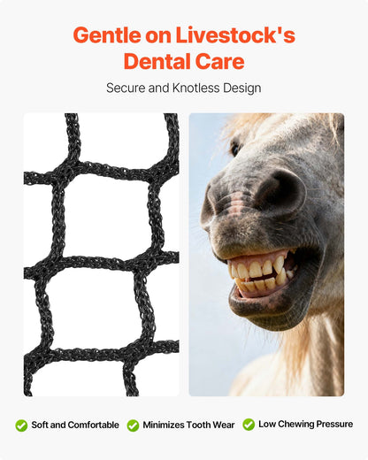 Round Bale Hay Net, 1.5 x 1.5 x 1.5 m, 42 x 42 mm Holes, PE Material, Knotless Design, with Self-Locking Zip Ties, Needle Shuttle, and Repair Twine, Slow Feeder Round Bale Net for Horses