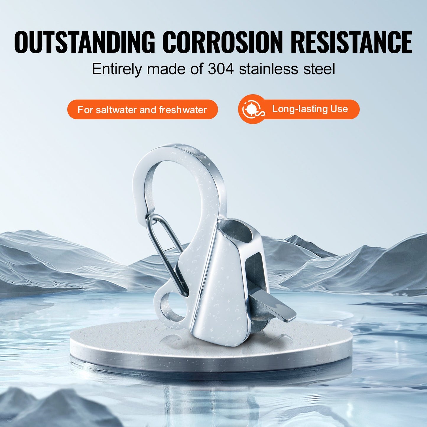 Båtankarkrok, glidankare i 304 rostfritt stål, knutlöst ankarsystem med snabbkoppling, båtankarkrokklämmor för 3/8" - 5/8" båtankarlina, lätt att använda, rymmer 3700 LBS