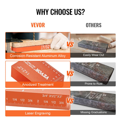 Setup Blocks Woodworking Tools, 16-Piece, Precision Height Gauge Block Set, with Clearly Laser Engraved Size Markings and Storage Case, Aluminum Setup Bars for Router and Table Saw Accessories