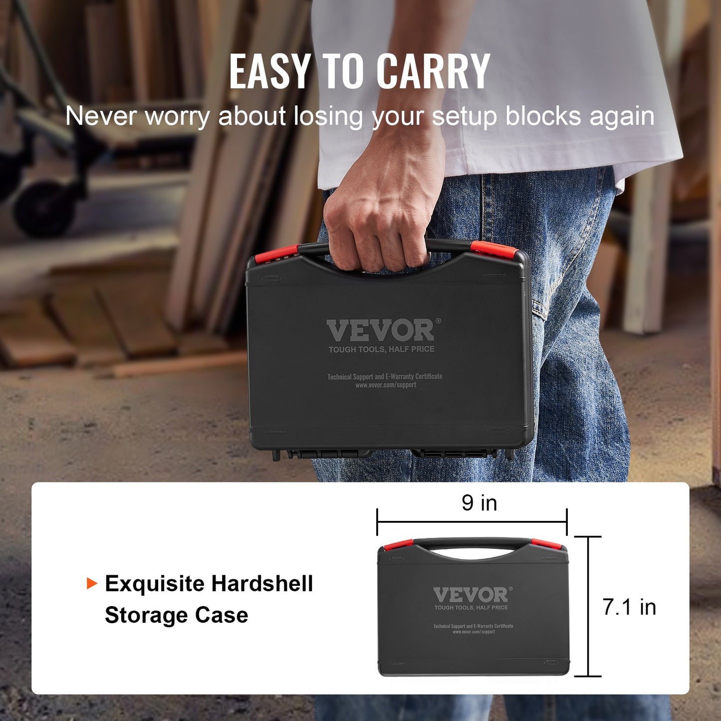 Setup Blocks Woodworking Tools, 16-Piece, Precision Height Gauge Block Set, with Clearly Laser Engraved Size Markings and Storage Case, Aluminum Setup Bars for Router and Table Saw Accessories