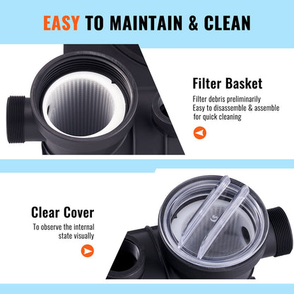 Sandfilterpump för ovanmarkspooler, 400 mm/16 tum, 18 000 l/h, 850 W simbassängpumpar och filterkombination med 6-vägs flerportsventil och silkorg, för hushålls- och kommersiella pooler